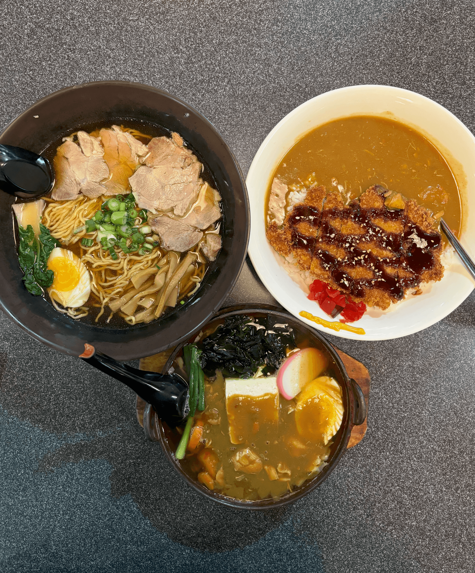 The trio of Japanese food (Ramen, Udon, and Curry Katsu) ~ $17 each